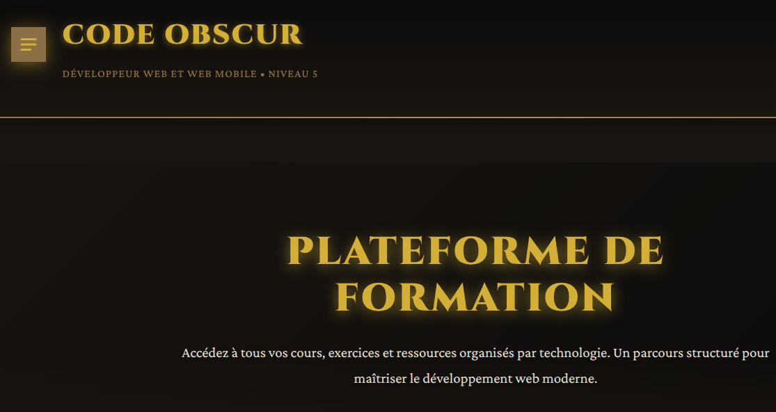 Plateforme e-learning développée avec Symfony - Interface de gestion des cours